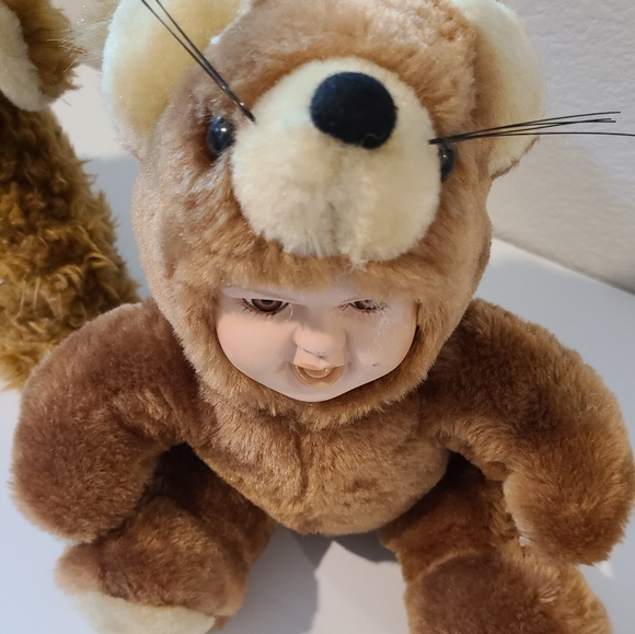 Vintage 2 Poreclain Face Stuffed Animals - Picture 3 of 8